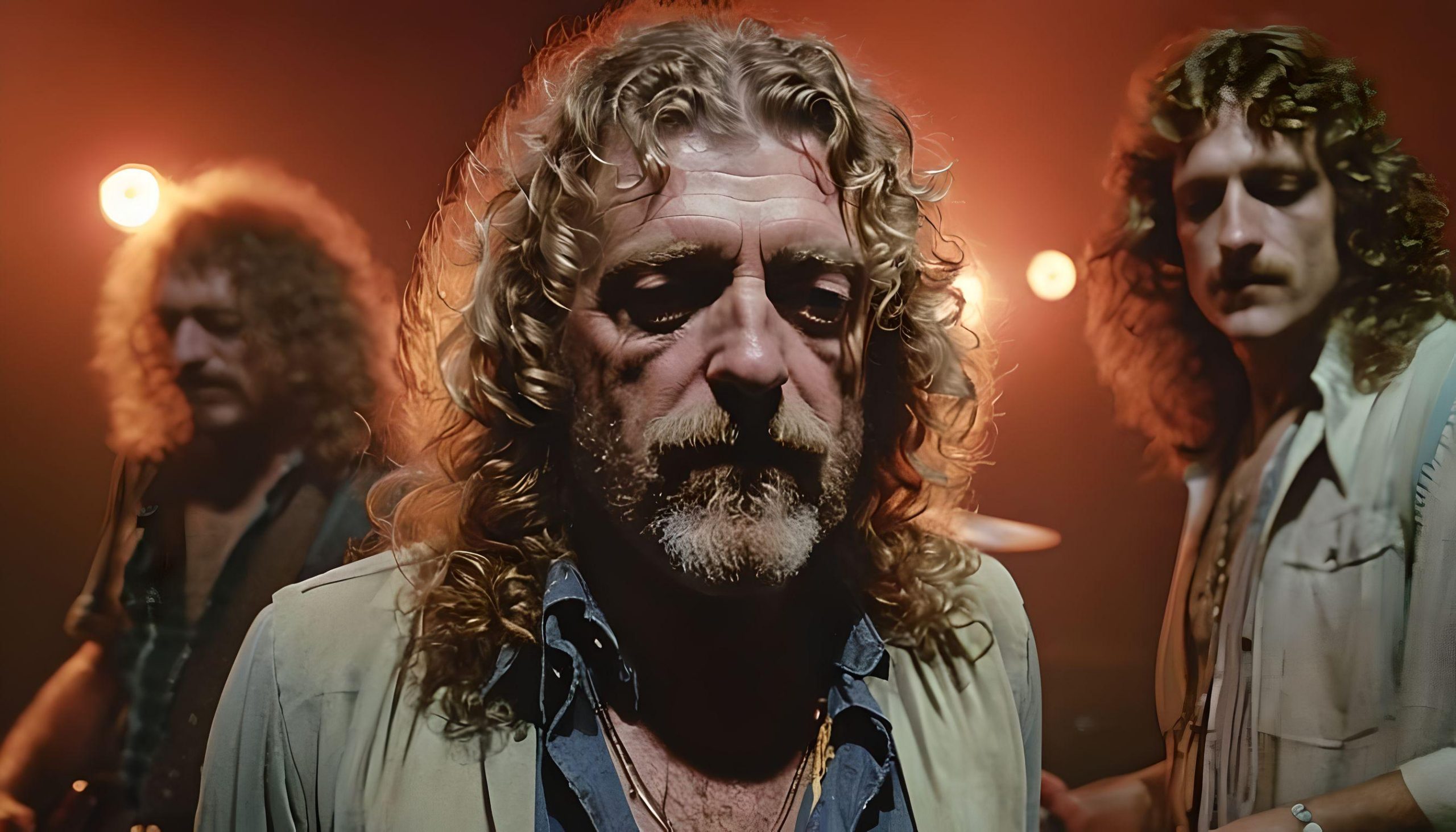 Um Robert Plant melancólico lamentando a perda do filho, como imaginado pela IA